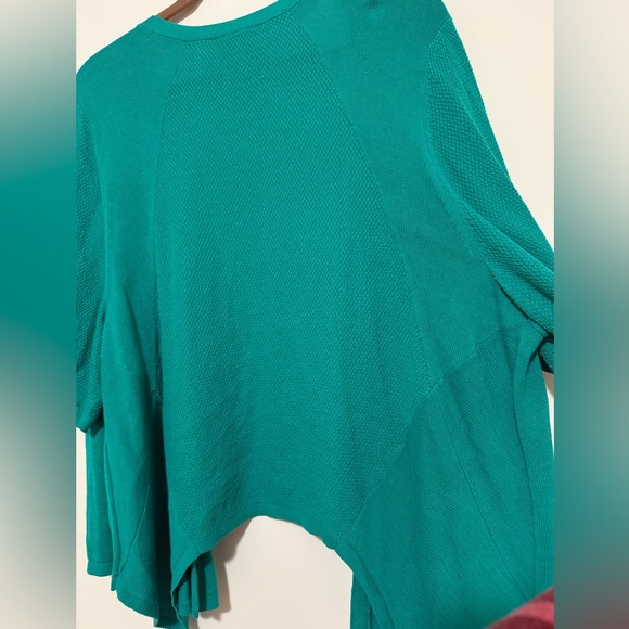 Catherines 2X Slouchy Cardigan Sweater Kelly Green Open Front Short Sleeve - Picture 8 of 8